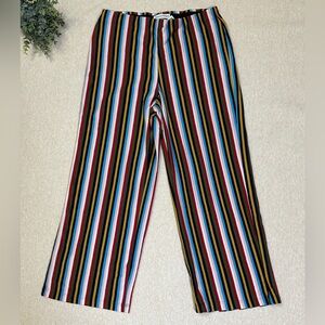 Urban Outfitters Women’s Red Cropped Rainbow Striped Wide Leg Pants Size M